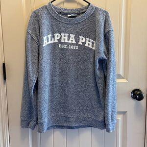 Alpha Phi Sorority Heathered Blue comfy Boxercraft Sweatshirt college crewneck